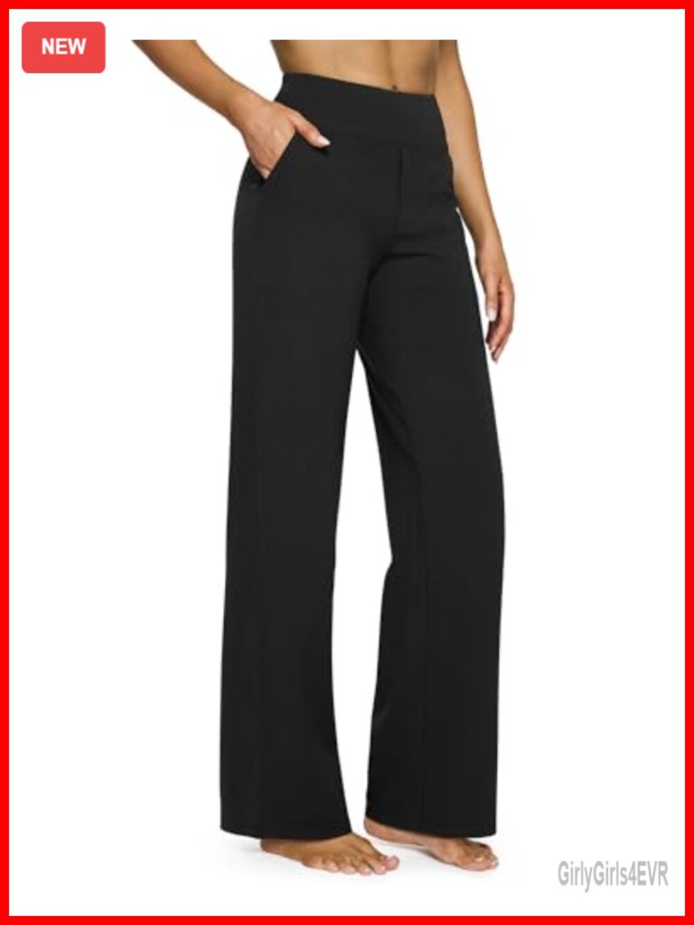High Waisted Wide Leg Yoga Sweatpants with Pockets, 35" Inseam